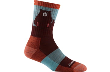 Image of Darn Tough Bear Town Micro Crew Lightweight Sock with Cushion - Womens, Burgundy, Large, 1970-BURGUNDY-L-DARN