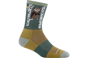 Image of Darn Tough Critter Club Micro Crew Lightweight with Cushion Socks - Womens, Owl Green, Medium, 5001-C-7072-04