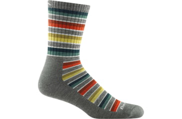Image of Darn Tough Decade Stripe Micro Crew Midweight Hiking Sock - Mens, Gray, Large, 1992-GRAY-L-DARN