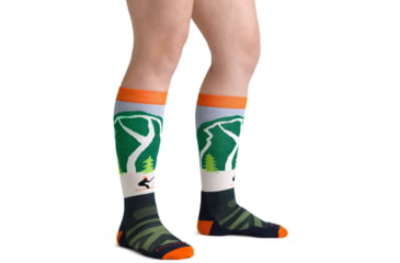 Image of Darn Tough Pow Cow Over-The-Calf Midweight Sock - Kids, Green, Small, 3036-GREEN-S-DARN