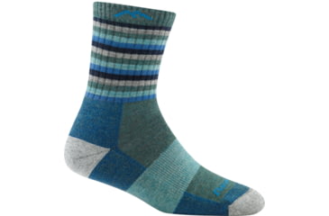 Image of Darn Tough Stripes Micro Crew Cushion Sock - Womens, Aqua Stripe, Small, 1904-AQUA-STRIPE-S-DARN