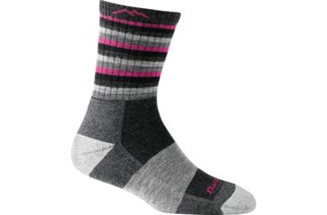 Image of Darn Tough Stripes Micro Crew Cushion Sock - Womens, Black Hot Pink Stripe, Small, 1904-BLACK-HOT-PINK-S