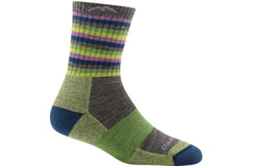 Image of Darn Tough Stripes Micro Crew Cushion Sock - Womens, Lime Stripe, Small, 1904-LIME-STRIPE-S-DARN