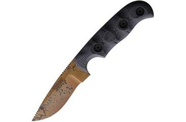 Image of Dawson Knives Deep Notch 3V Arizona Copper Knife, 3.38 Arizona copper finish CPM-3V carbon steel bl, Black and blue sculpted G10 handle, DW1103