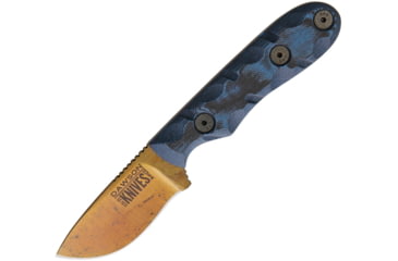 Image of Dawson Knives Field Guide Fixed Blade Blue Fixed Blade Knife, 6.5in Overall, 2.38in Arizona Copper Finish Cpm-3V Carbon Steel Blade, Black/Blue Sculpted G10 Handle, Serialized, Black Kydex Sheath, DW64322
