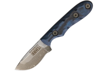 Image of Dawson Knives Field Guide Fixed Blade Blue Fixed Blade Knife, 6.5in Overall, 2.38in Hamon Finish Cpm-3V Carbon Steel Blade, Black/Blue Sculpted G10 Handle, Serialized, Black Kydex Sheath, DW02862