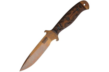 Image of Dawson Knives Raider 5 Orange Knife, 5 Arizona copper finish CPM-3V carbon steel blade, Black and orange sculpted G10 handle, 696302764230