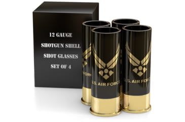 Image of Old Southern Brass 12 Gauge U.S. Air Force Shot Glasses, Set of 4, Officially Licensed, Black/Gold, 2 oz, OSB-12GSG-AIRFORCE