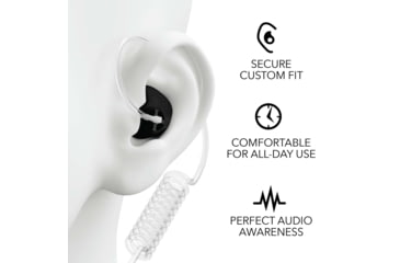 Image of Decibullz Custom Moldable Surveillance Earpieces w/Awareness, Black, RTL-RDO-AWA-BLK