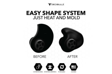 Image of Decibullz Custom Moldable Surveillance Earpieces w/Awareness, Black, RTL-RDO-AWA-BLK