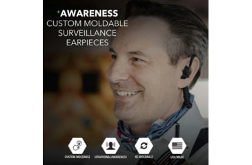 Image of Decibullz Custom Moldable Surveillance Earpieces w/Awareness, Black, RTL-RDO-AWA-BLK