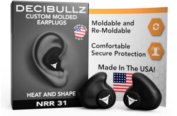Image of Decibullz Custom Molded Earplugs, Black, Standard, PLG1-BLK