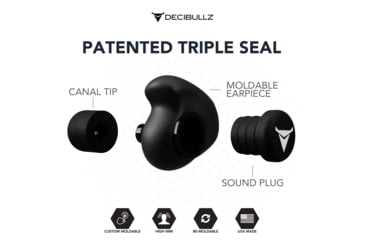 Image of Decibullz Custom Molded Earplugs, Black, Standard, PLG1-BLK