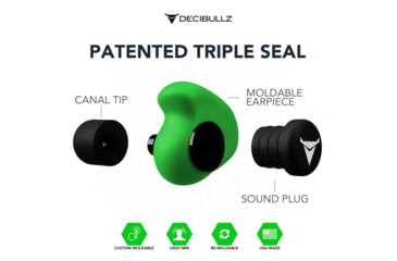 Image of Decibullz Custom Molded Earplugs, Green, Standard, PLG1-GRN
