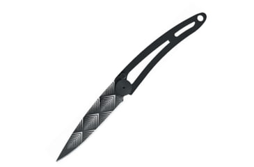 Image of Deejo Naked 15g Linerlock Art Deco Folding Knife, 2in Black Titanium Coated Z40C13 SS Blade, Black SS, Black, 7GN105