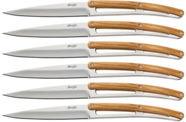 Image of Deejo Steak Knife Set, 4.25 mirror finish Z40C13 stainless blade, Olive wood handle, 6AB000001