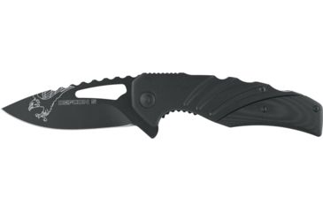 Image of Defcon 5 Delta Tactical Folding Knife, 3.34in, SS 8Cr13MOV, 8Cr Oxide Coated Blade, Aluminim G-10 Handle, Black, D5-K004