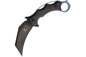 Image of Defcon Jungle Knife, 3 black finish D2 tool steel karambit blade, Black titanium handle with shredded carbon fiber i, TF3101-2