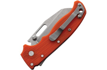 Image of Demko AD 20.5 Shark-Lock D2 Steel Folding Knife, 4.38in Closed, 3.25in Stonewash D2 Tool Steel Wharncliffe Blade, Orange Checkered G10 Handle, AD20.5F26