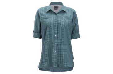 Image of Demo, ExOfficio Palata Check Long Sleeve - Women's, Malachite/Black, Small, 2001-3217-Malachite/Black-S