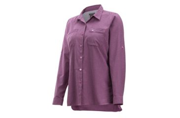 Image of Demo, ExOfficio Palata Check Long Sleeve - Women's, Rosebay/Navy, Small, 2001-3217-Rosebay/Navy-S