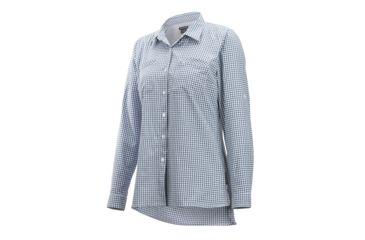Image of Demo, ExOfficio Palata Check Long Sleeve - Women's, White/Navy, Small, 2001-3217-White/Navy-S