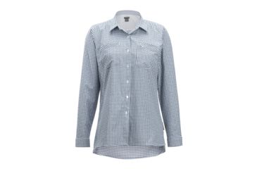 Image of Demo, ExOfficio Palata Check Long Sleeve - Women's, White/Navy, Small, 2001-3217-White/Navy-S