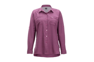 Image of Demo, ExOfficio Palata Check Long Sleeve - Womens, Rosebay/Navy, Small, 2001-3217-Rosebay/Navy-S