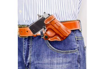 Image of DeSantis Criss-Cross Belt Holster, Sig Sauer P238, P238 Equinox, Kimber Micro Carry.380, Colt Mustang, Pony, Left Hand, Tan, 155TBP6Z0