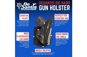 Image of DeSantis Die Hard Ankle Rig Holster, SIG P365 XL w/ or w/o Red Dot Sight, Right, Black, 014PC0PZ0