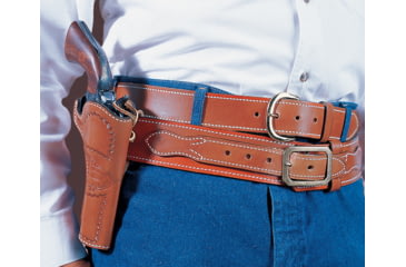 Image of DeSantis Doc Holliday Leather Belt Holster, Colt SAA 3 1/2in, Ruger Vaquero 3 1/2in, Left Hand, Lined, Tan, 081TD53Z0