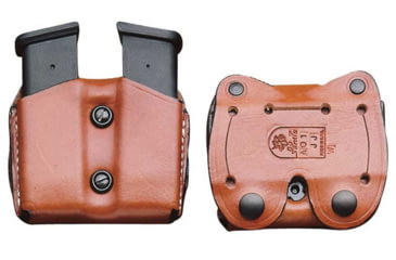 Image of DeSantis Double Magazine Leather Pouch, Long Single Stack 10mm/45cal, S&amp;W M&amp;P Shield, Ambidextrous, Plain, Tan, A01TJLLZ0