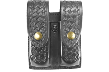 Image of DeSantis Double Magazine Pouches, Beretta 92M, 96M, H&amp;K P7M8, SIG P225, S&amp;W 539, 639, 39-04, 39-06, 909, Brass Snap Closure, Ambidextrous, Basketweave, Black, U41BLEEZ2