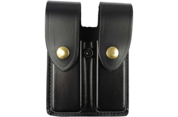 Image of DeSantis Double Magazine Pouches, Glock 17, 22, 37, H&amp;K USP 9/40, Para P13, P14, Brass Snap Closure, Ambidextrous, Plain, Black, U41BJJJZ2