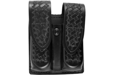 Image of DeSantis Double Magazine Pouches, Glock 17, 22, 37, H&amp;K USP 9/40, Para P13, P14, Hidden Snap Closure, Ambidextrous, Basketweave, Black, U41BLJJZ5