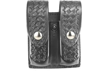 Image of DeSantis Double Magazine Pouches, Colt Government Model 45, Commander, Ruger P90, SIG P220, S&amp;W 45-06/66, 10-06/66, 645, 45-16, Nickel Snap Closure, Ambidextrous, Basketweave, Black, U41BLLLZ1