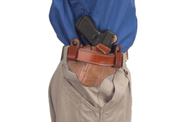 Image of DeSantis Mad Max Leather IWB Holster, Glock 17, 19, 22, 23, 31, 32, 19X, 45, Right Hand, Plain, Tan, 112TAB2Z0