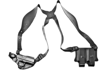 Image of DeSantis New York Undercover Rig Shoulder Leather Holsters, SIG Sauer P320 and P250 Full SIze and Compact w/ or w/o Romeo1 Reflex Sights and P320-M17, Left Hand, Plain, Black, 11DBB7HJ0