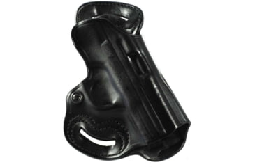 Image of DeSantis Small of Back Leather Belt Holster, Springfield XD9/40/45, XDM 3-4in, XDM 3.8in, XD 9/40 MOD 2 4in, SIG P229R, P220R Carry, Left Hand, Plain, Black, 067BB88Z0