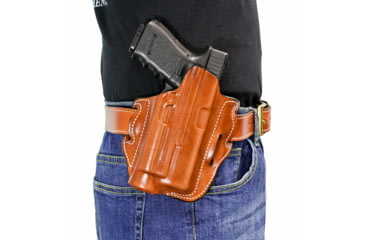 Image of DeSantis Speed-Lite Belt Leather Holster, Glock 17, 22, 31 w/ Inforce APL, Left Hand, Plain, Tan, 132TB3JZ0