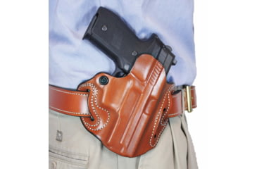 Image of DeSantis Speed Scabbard Leather OWB Belt Holsters, Beretta 92F, 92FS, Taurus PT92, PT99, Right Hand, Plain, Tan, 002TA86Z0