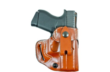 Image of DeSantis The Osprey OWB/IWB Leather Holster, Glock 26, 26 Gen 5, 27, 33, Right Hand, Plain, Tan, 159TAE1Z0