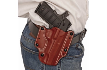 Image of DeSantis Variable 13 OWB Leather Holster, Glock 19, 19 Gen 5, 19X, 23, 32, 36, 45, Ambidextrous, Plain, Tan, 170TJB6Z0