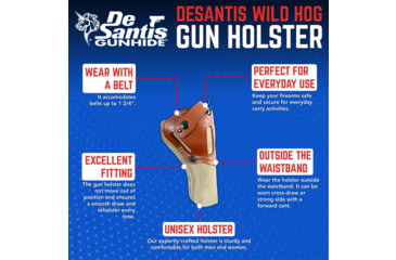 Image of DeSantis Wild Hog OWB Leather Belt Fits Ruger Wrangle, Natural, 189NJ5XZ0