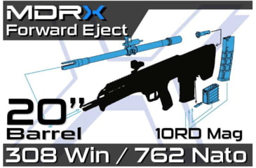 Image of Desert Tech MDRx Forward Eject Caliber Conversion Kit, w/ Bolt, 20in 7.62x51mm NATO/ .308 Winchester Barrel, 10 Round Magazine, Black, MDR-CK-A2010-FE