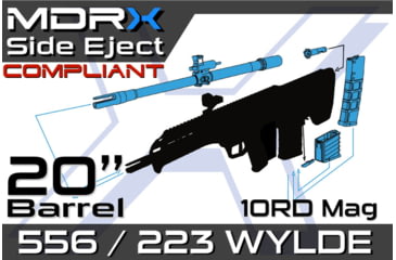 Image of Desert Tech MDRx Side Eject Caliber Conversion Kit, w/ Bolt, 20in 5.56x45mm NATO/ .223 Remington Barrel, 10 Round Magazine, Black, MDR-CK-B2010-SE