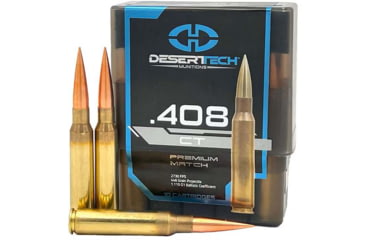 Image of Desert Tech Premium Match .408 Cheyenne Tactical, 446 grain, Open Tip Match Brass Cased Centerfire Rifle Ammo, 10 Rounds, DTM-408400-BX