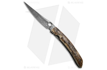 Image of Deviant Blades Noname Folding Knife, 4.625in, Damascus, Clip Point Blade, Mammoth, Tan Handle, Tan/Black, 10.00 inch, BHQ-67497
