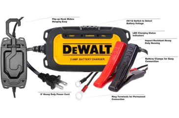 Image of DeWALT 2 Amp Professional Automotive Battery Charger and Maintainer, Yellow/Black, DXAEC2