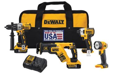 Image of DeWALT 20V Max XR Lithium Ion 4-Tool Combo Kit, Yellow/Black DCK494P2